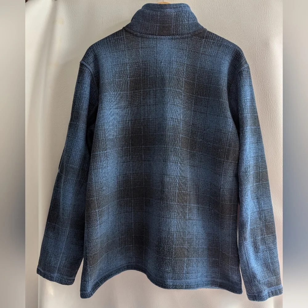 The North Face Fleece Blue Plaid 1/4 Zip Pullover Zippered Pocket -  XL